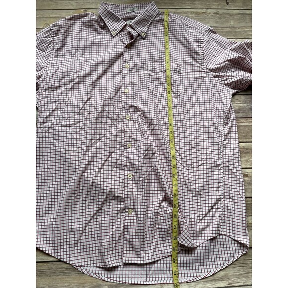 Peter Millar Mens Shirt XL Red White Checker Long Sleeve Button Down - Picture 4 of 6